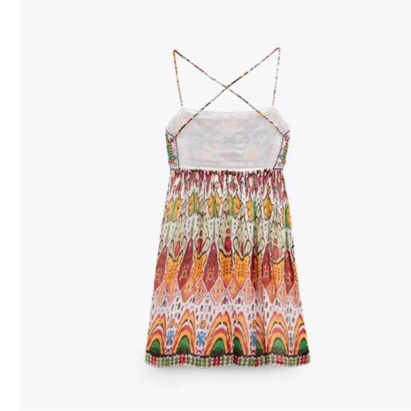 Zara strappy embroidered multi Colorful Bohemian Summer mini  Dress NEW - Picture 8 of 11